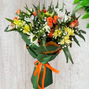 Букет Спрей роза с алстромерия